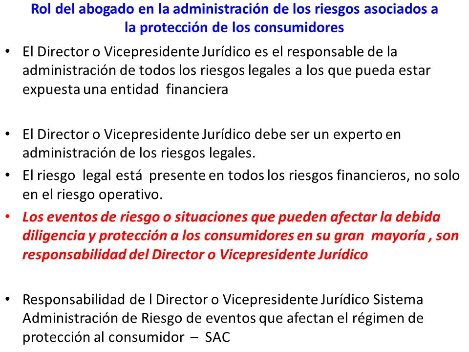 Rol del abogado en la administración de los riesgos asociados a la protección de los consumidores