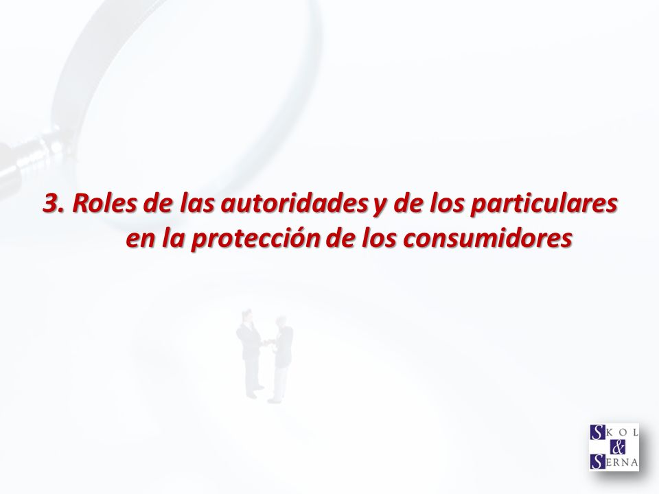 3. Roles de las autoridades y de los particulares en la protección de los consumidores