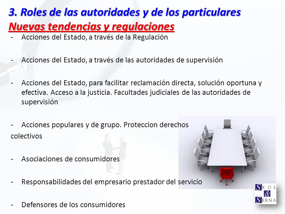 3. Roles de las autoridades y de los particulares Nuevas tendencias y regulaciones