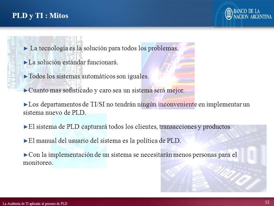 PLD y TI : Mitos La tecnología es la solución para todos los problemas. La solución estándar funcionará.