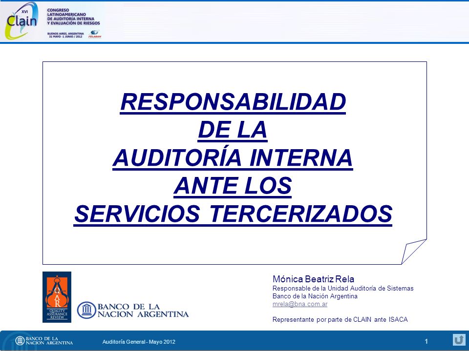 RESPONSABILIDAD DE LA AUDITORÍA INTERNA ANTE LOS SERVICIOS TERCERIZADOS