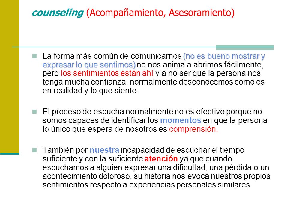 counseling (Acompañamiento, Asesoramiento)
