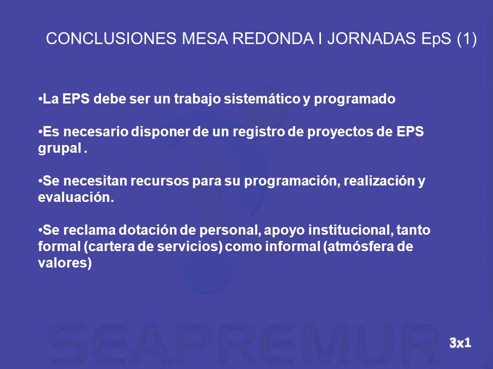CONCLUSIONES MESA REDONDA I JORNADAS EpS (1)
