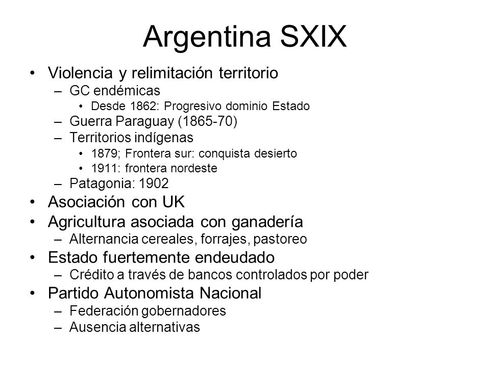 Argentina SXIX Violencia y relimitación territorio Asociación con UK