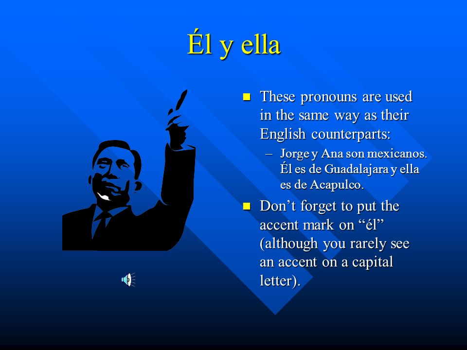 Él y ella These pronouns are used in the same way as their English counterparts: