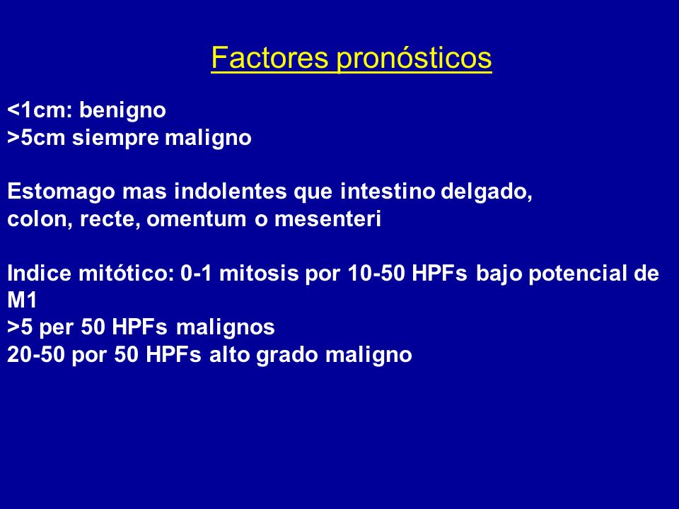 Factores pronósticos <1cm: benigno >5cm siempre maligno