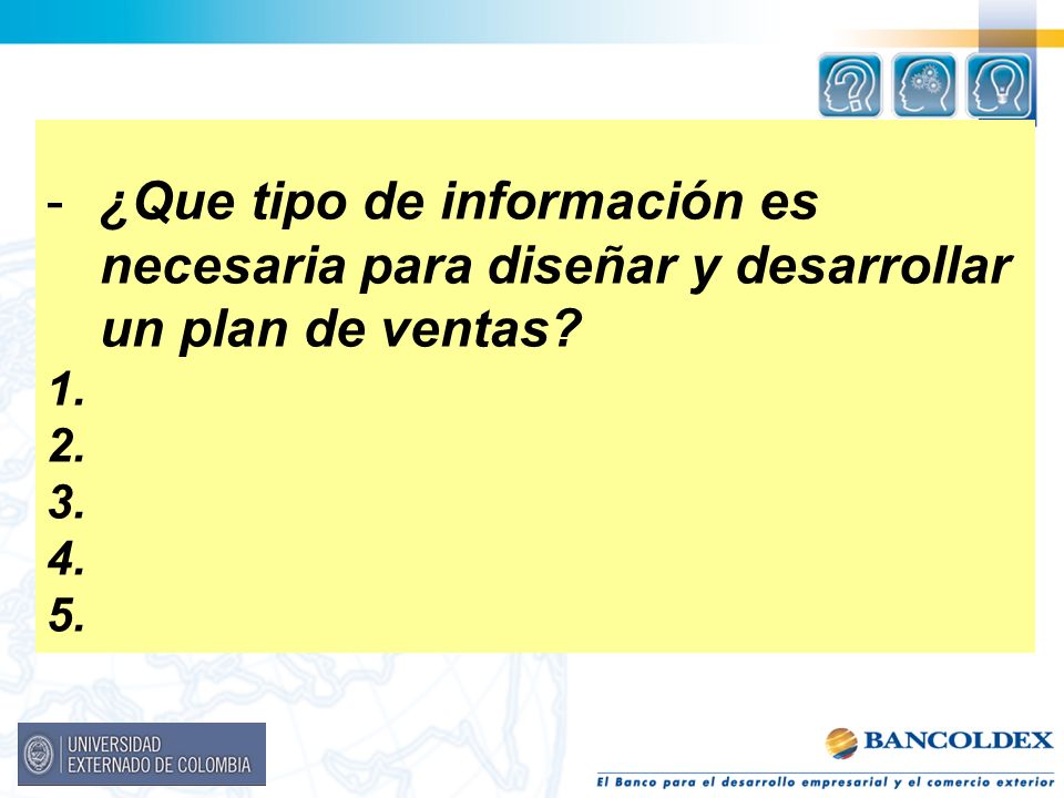 ¿Que tipo de información es necesaria para diseñar y desarrollar un plan de ventas