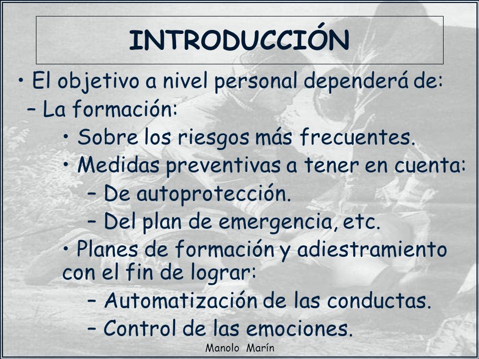 INTRODUCCIÓN El objetivo a nivel personal dependerá de: La formación:
