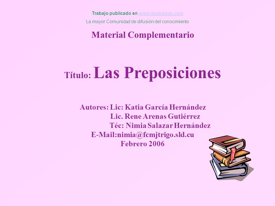 Material Complementario Título: Las Preposiciones