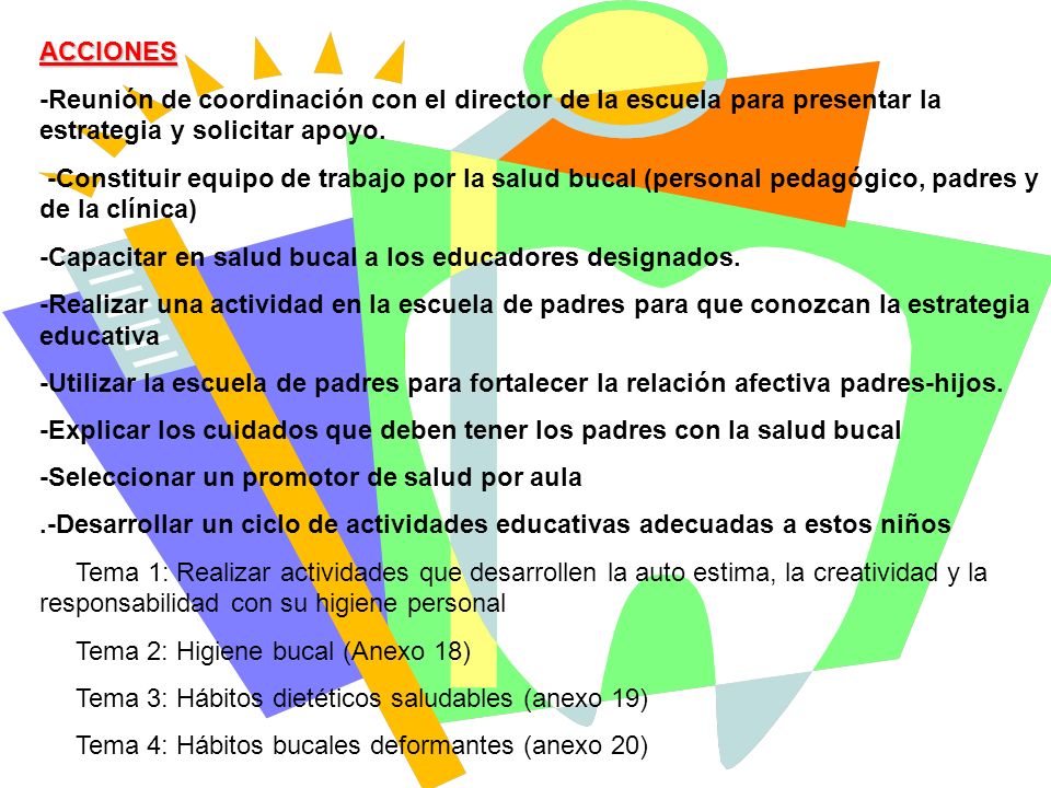 ACCIONES -Reunión de coordinación con el director de la escuela para presentar la estrategia y solicitar apoyo.