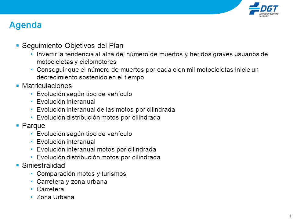 Agenda Seguimiento Objetivos del Plan Matriculaciones Parque