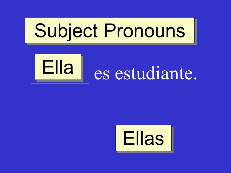Subject Pronouns Ella ______ es estudiante. Ellas