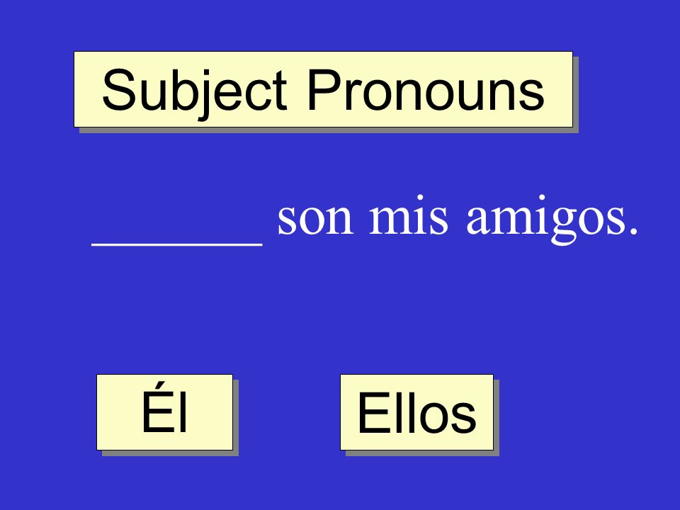 Subject Pronouns ______ son mis amigos. Él Ellos