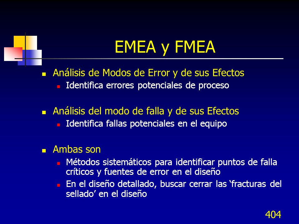 EMEA y FMEA Análisis de Modos de Error y de sus Efectos