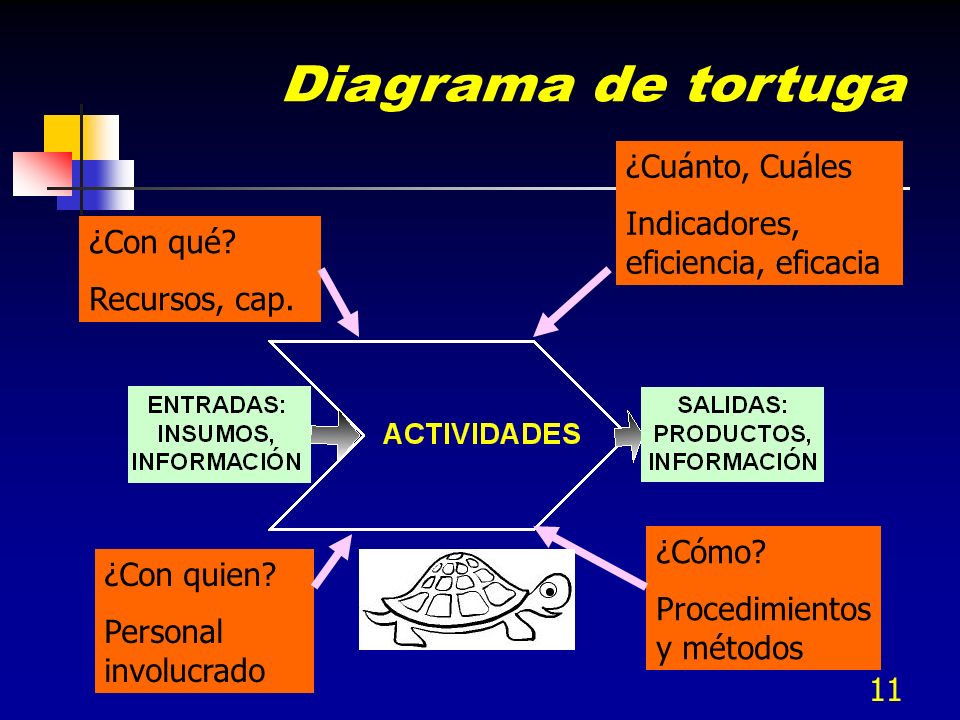 Diagrama de tortuga ¿Cuánto, Cuáles Indicadores, eficiencia, eficacia