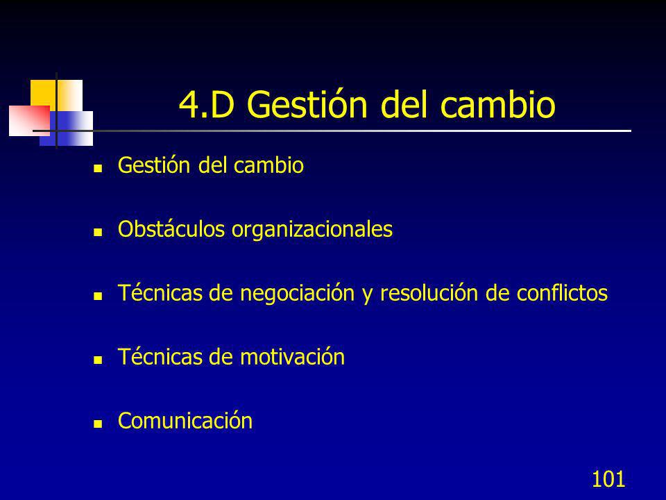 4.D Gestión del cambio Gestión del cambio Obstáculos organizacionales