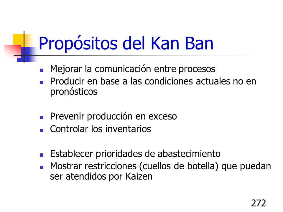 Propósitos del Kan Ban Mejorar la comunicación entre procesos