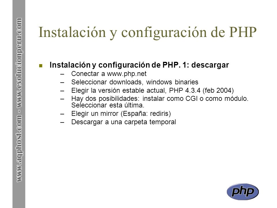 Instalación y configuración de PHP