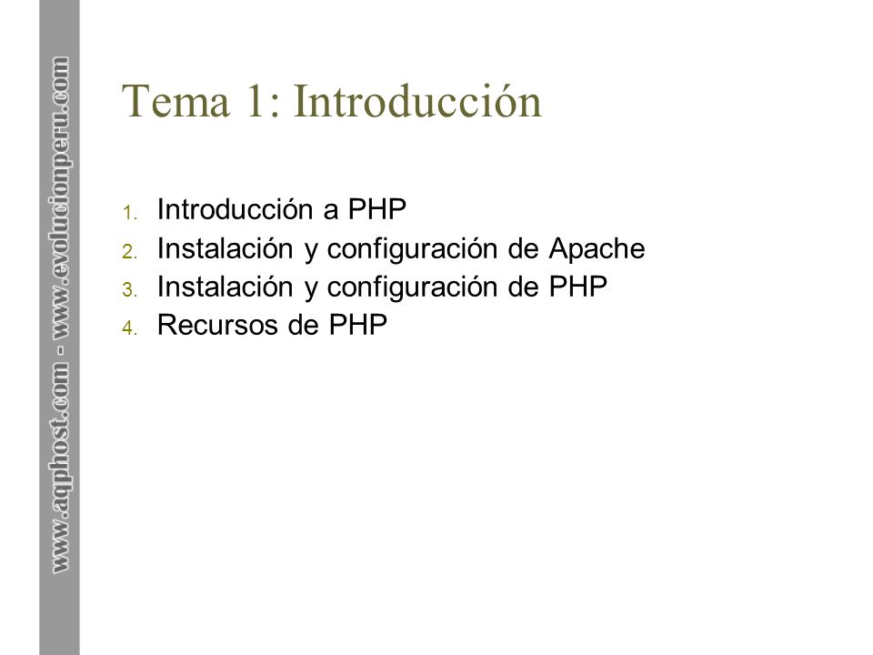 Tema 1: Introducción Introducción a PHP