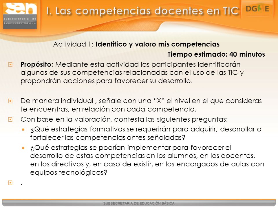 I. Las competencias docentes en TIC