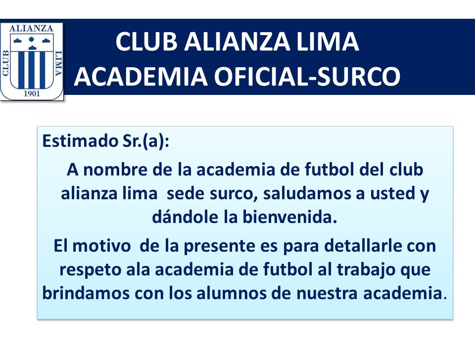 CLUB ALIANZA LIMA ACADEMIA OFICIAL-SURCO