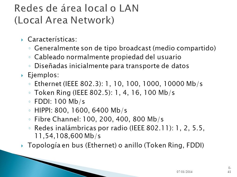 Redes de área local o LAN (Local Area Network)