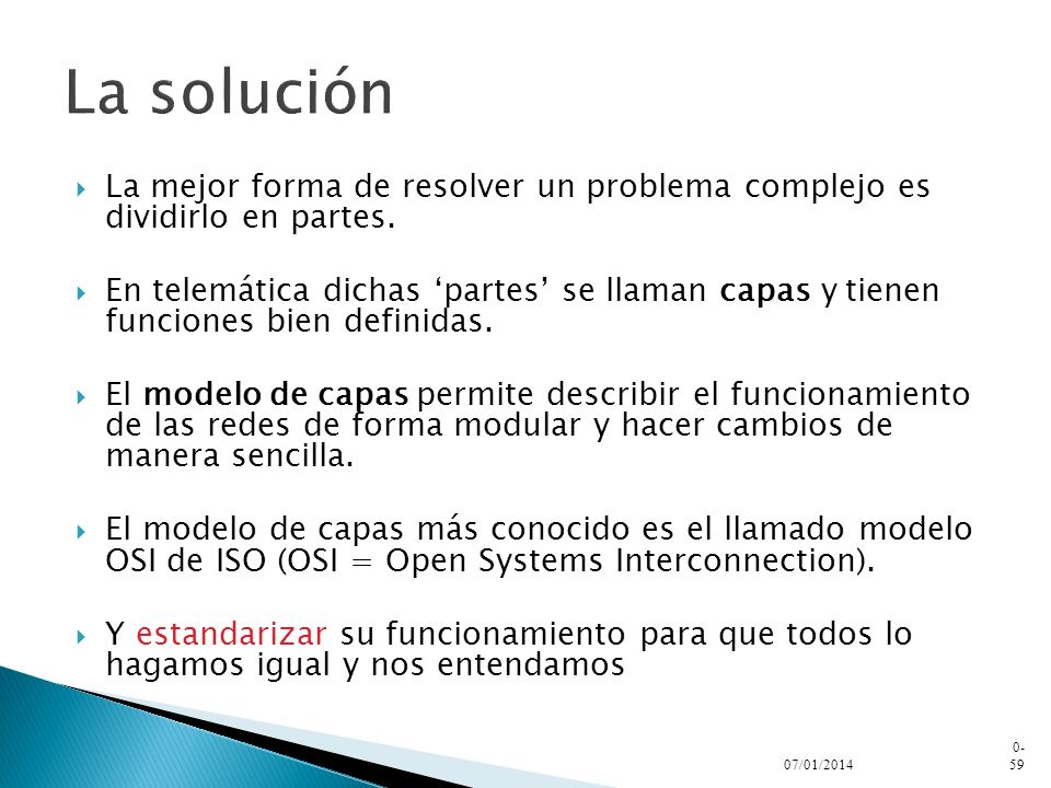 La solución La mejor forma de resolver un problema complejo es dividirlo en partes.