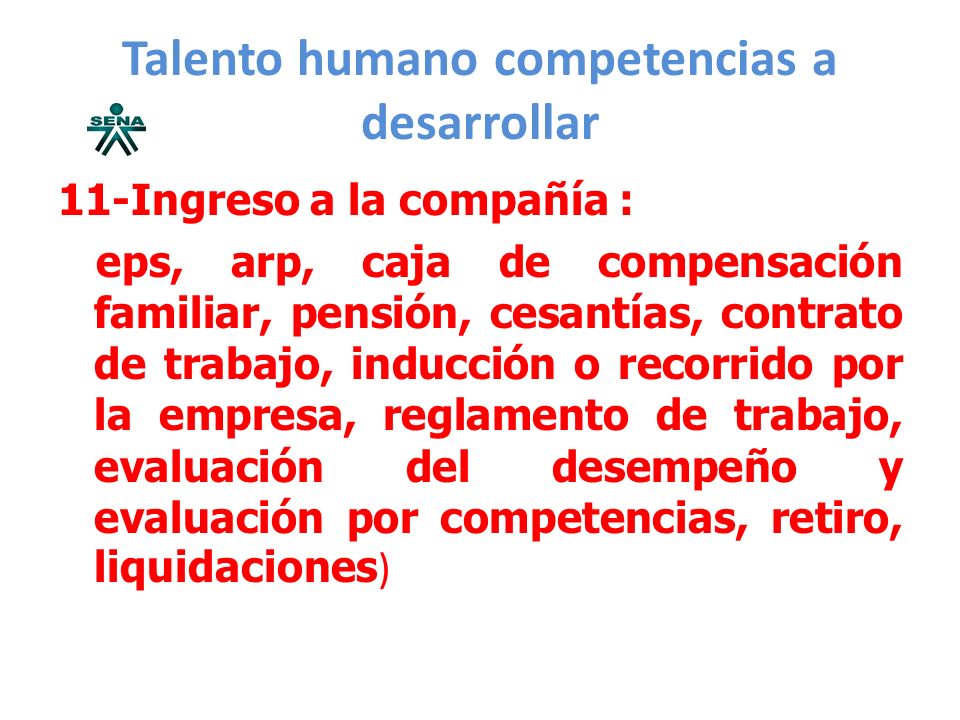 Talento humano competencias a desarrollar