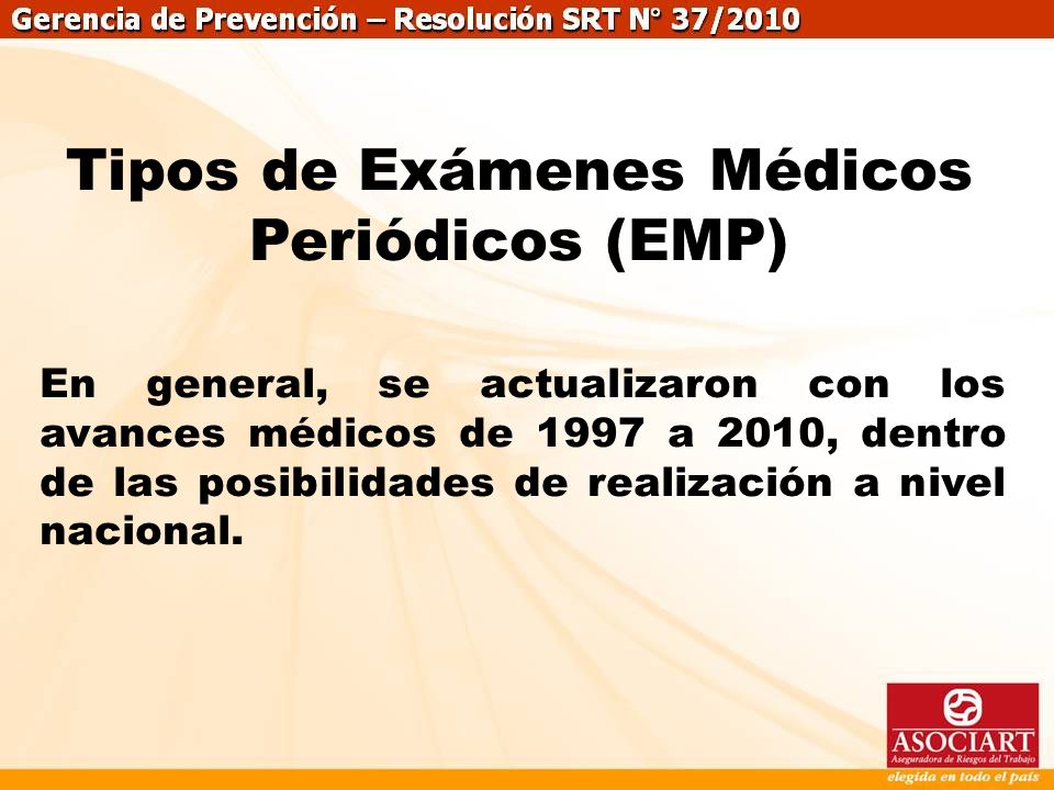 Tipos de Exámenes Médicos Periódicos (EMP)