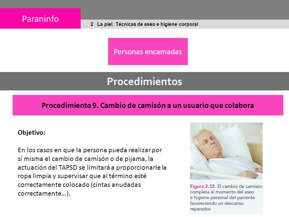 Procedimiento 9. Cambio de camisón a un usuario que colabora