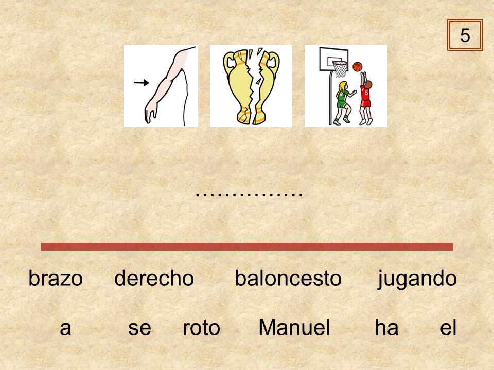 5 …………… brazo derecho baloncesto jugando a se roto Manuel ha el