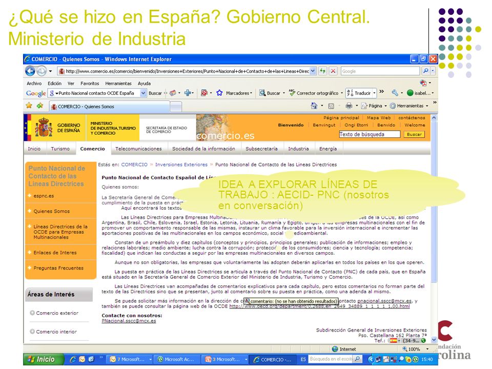 ¿Qué se hizo en España Gobierno Central. Ministerio de Industria