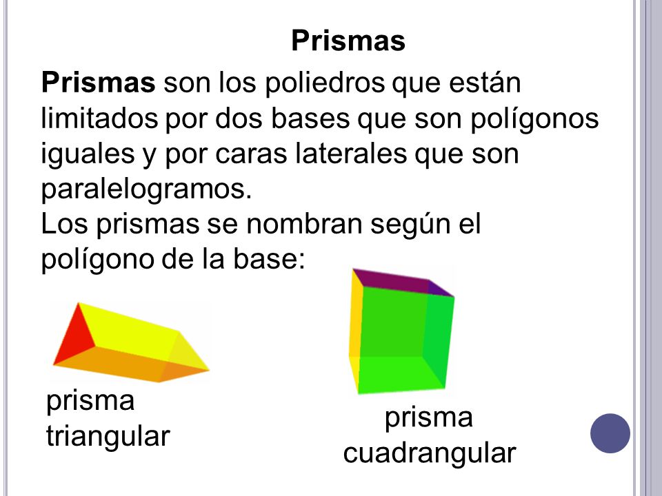 Los prismas se nombran según el polígono de la base: