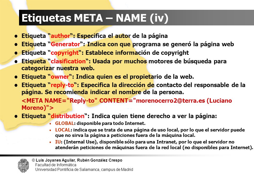 Etiquetas META – NAME (iv)