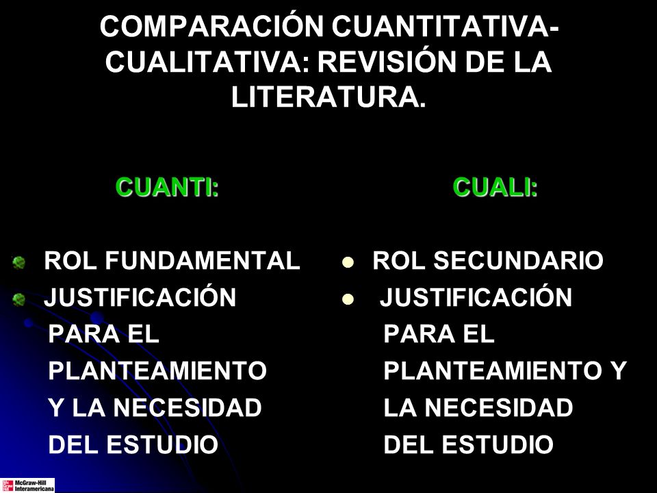 COMPARACIÓN CUANTITATIVA-CUALITATIVA: REVISIÓN DE LA LITERATURA.