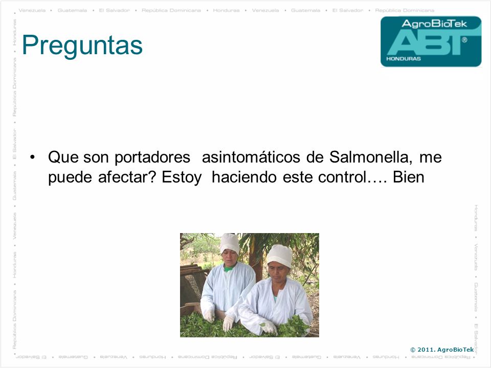 Preguntas Que son portadores asintomáticos de Salmonella, me puede afectar.