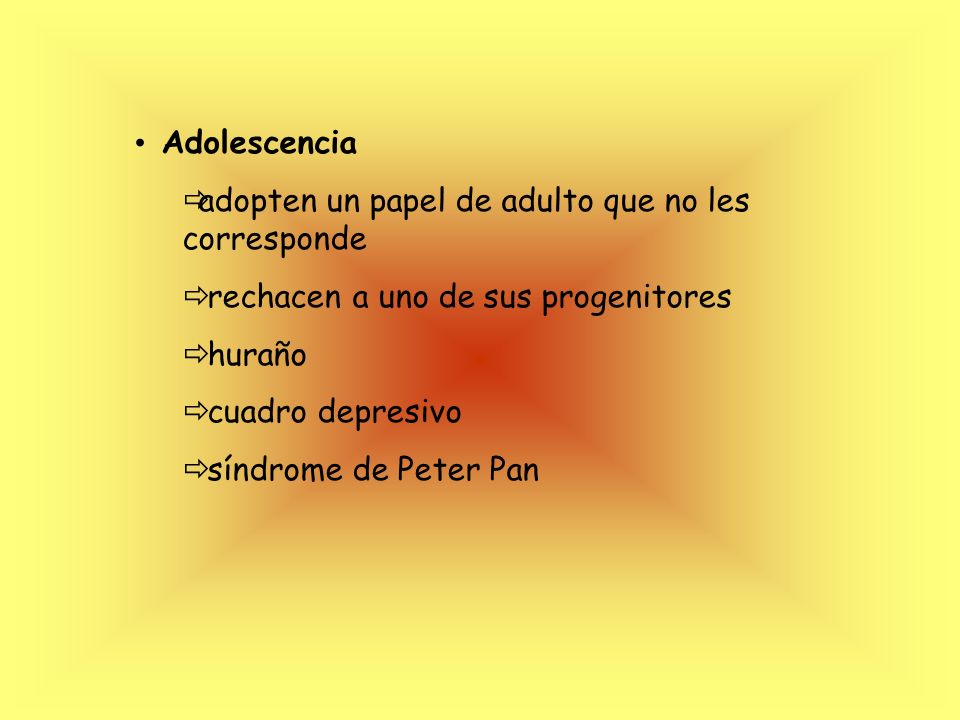 Adolescencia adopten un papel de adulto que no les corresponde. rechacen a uno de sus progenitores.