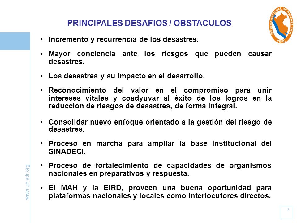 PRINCIPALES DESAFIOS / OBSTACULOS