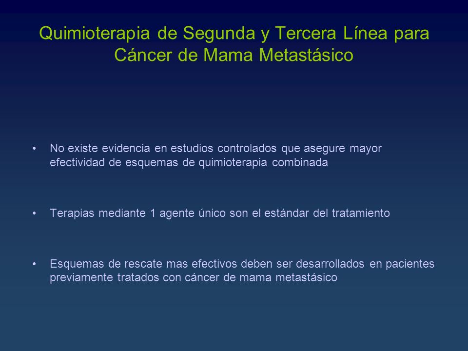 Quimioterapia de Segunda y Tercera Línea para Cáncer de Mama Metastásico
