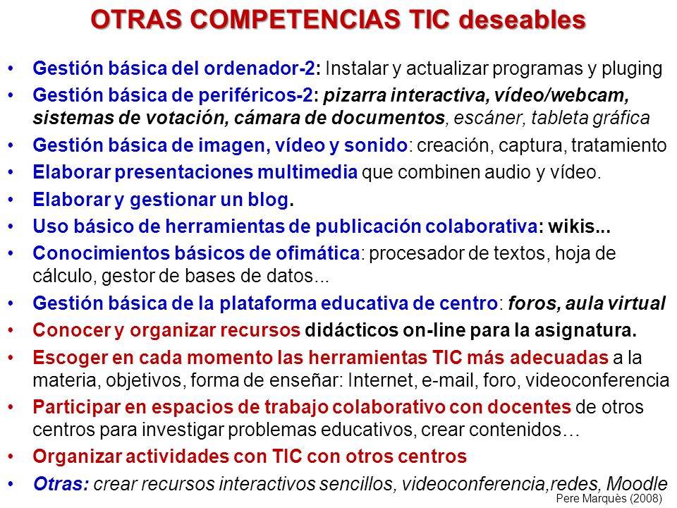 OTRAS COMPETENCIAS TIC deseables