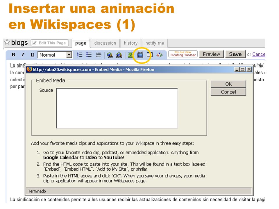 Insertar una animación en Wikispaces (1)