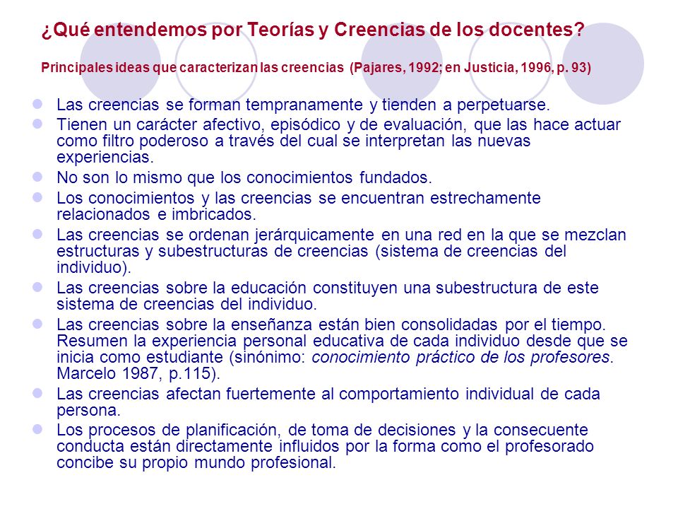 ¿Qué entendemos por Teorías y Creencias de los docentes