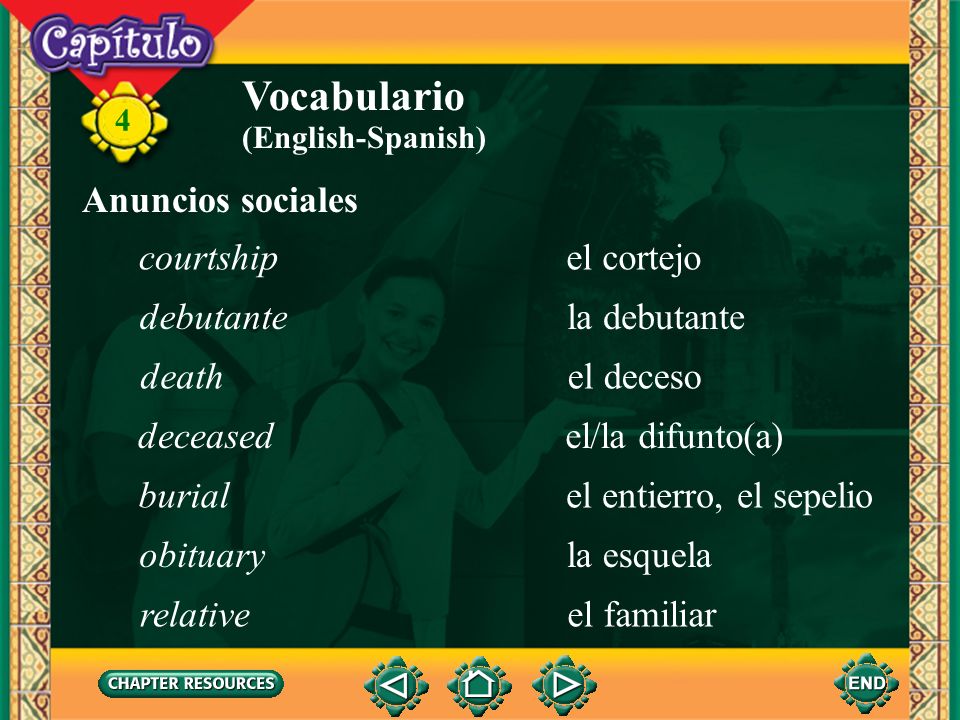 Vocabulario Anuncios sociales courtship el cortejo debutante