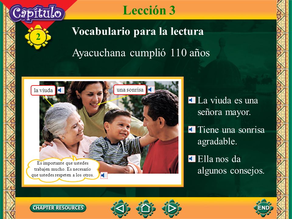 Lección 3 Vocabulario para la lectura Ayacuchana cumplió 110 años