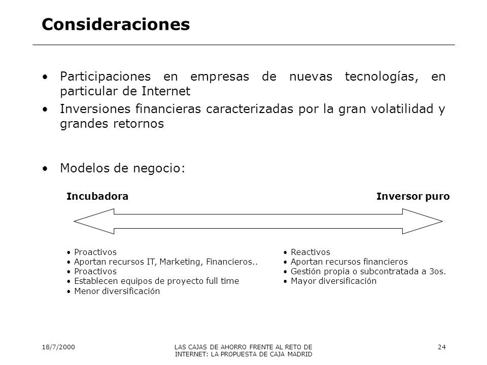Consideraciones Participaciones en empresas de nuevas tecnologías, en particular de Internet.