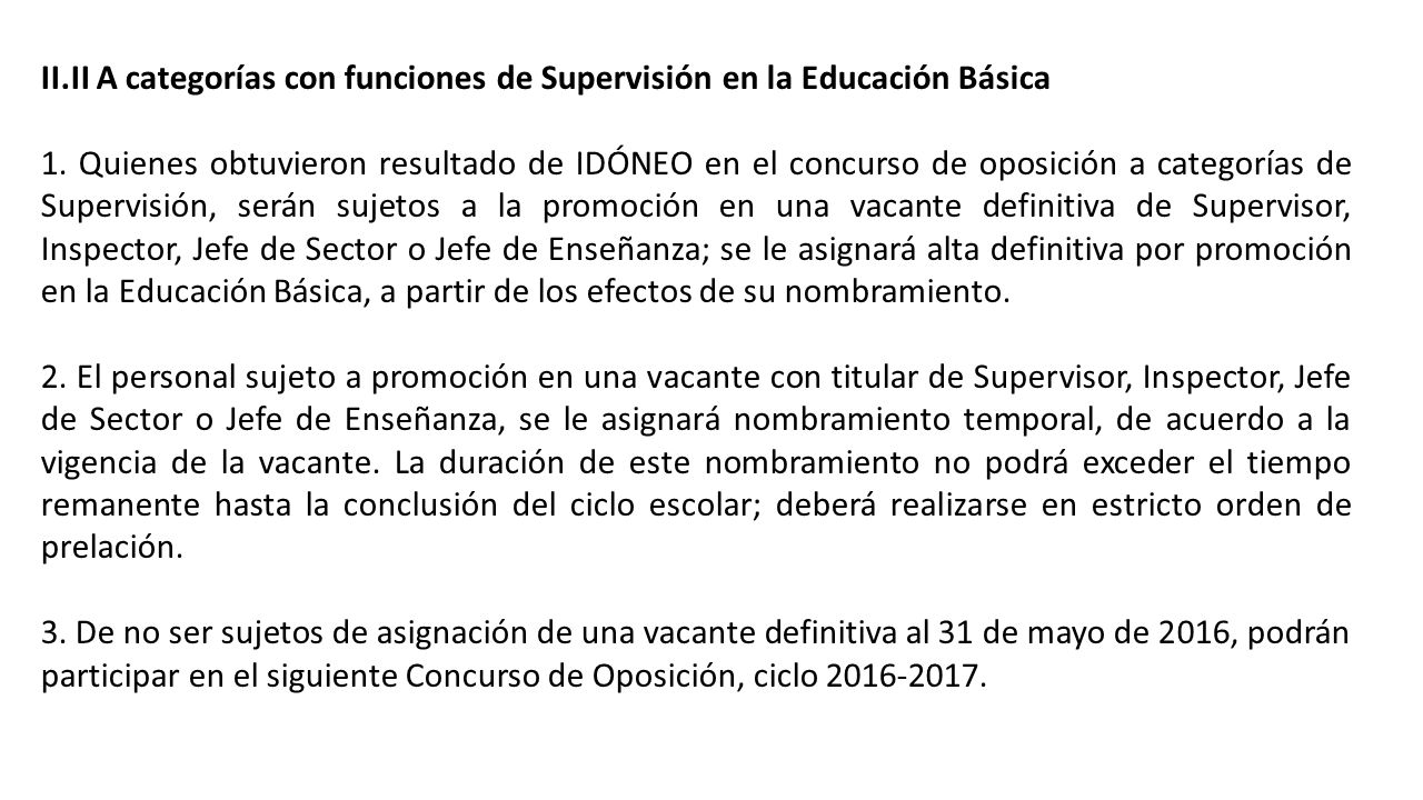 II.II A categorías con funciones de Supervisión en la Educación Básica