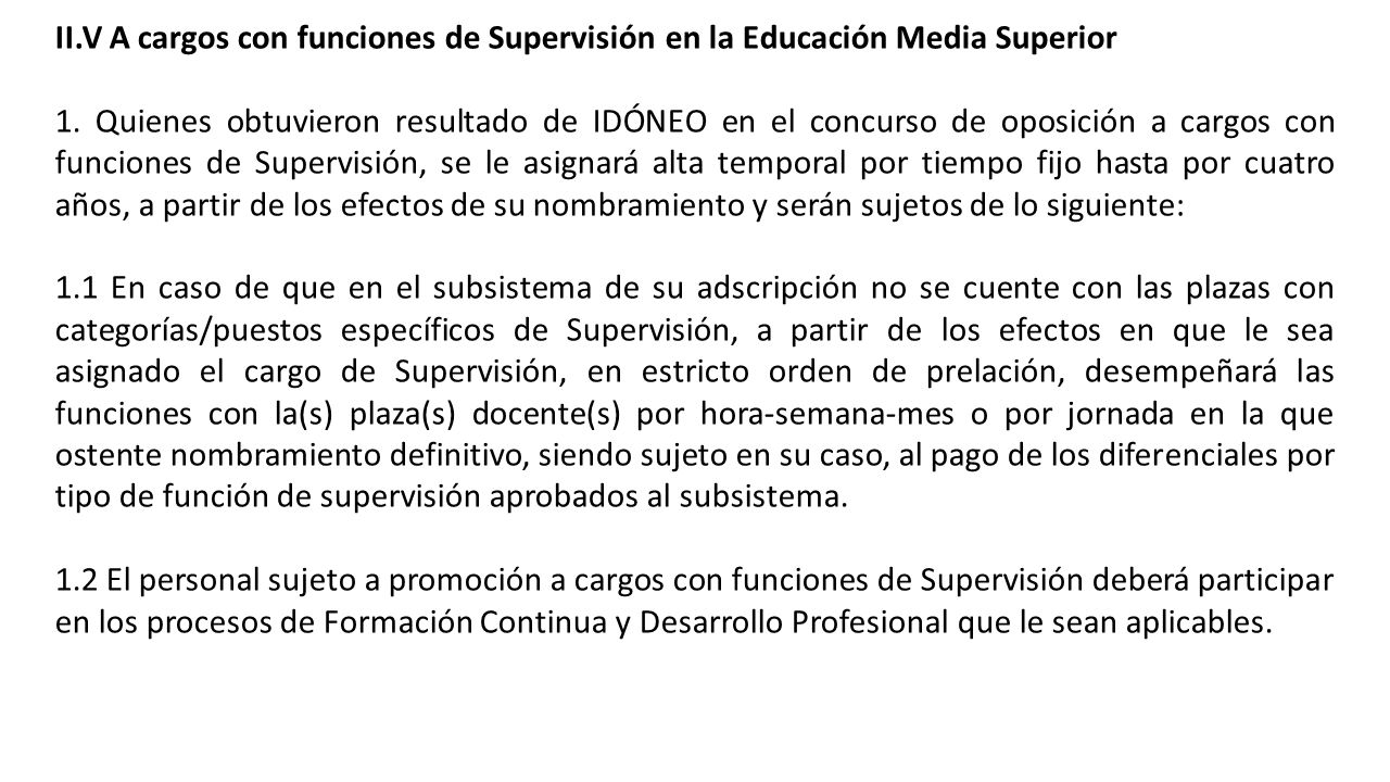 II.V A cargos con funciones de Supervisión en la Educación Media Superior