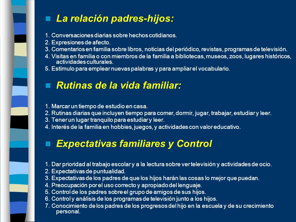 El currículum del hogar Patrones identificables de la vida familiar contribuyen a desarrollar el aprendizaje escolar