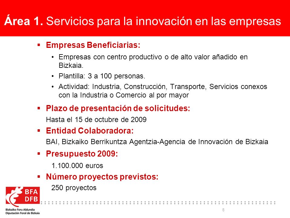 Área 1. Servicios para la innovación en las empresas
