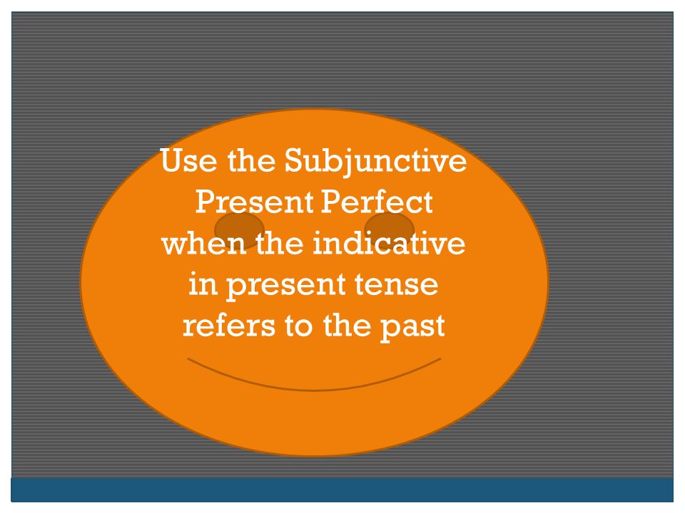 Use the Subjunctive Present Perfect when the indicative in present tense refers to the past